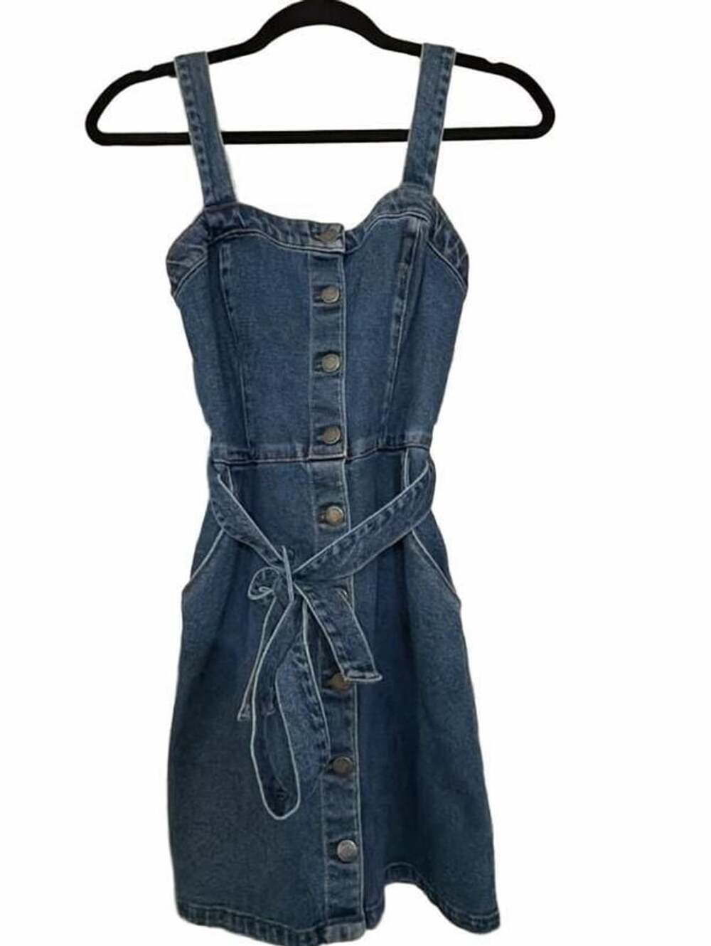 Hollister Denim Dress Size S Button Front Belted Mini